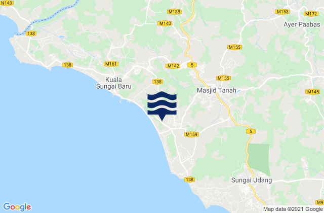 Mapa de mareas Kampong Masjid Tanah, Malaysia