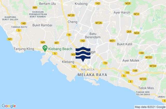 Mapa de mareas Kampung Ayer Keroh, Malaysia