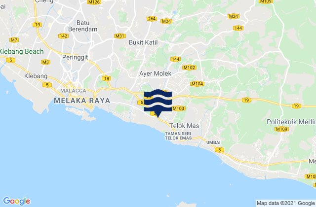 Mapa de mareas Kampung Ayer Molek, Malaysia