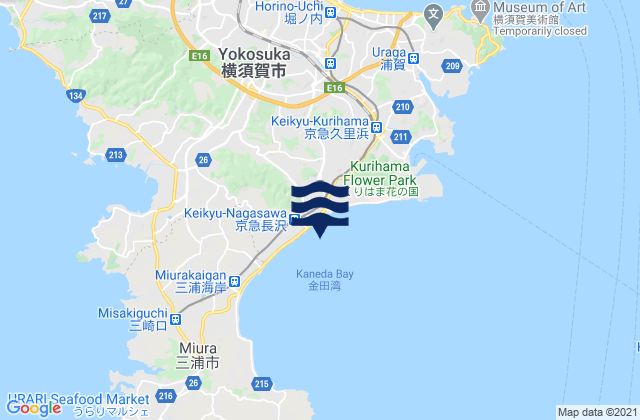 Mapa de mareas Kaneda Wan, Japan