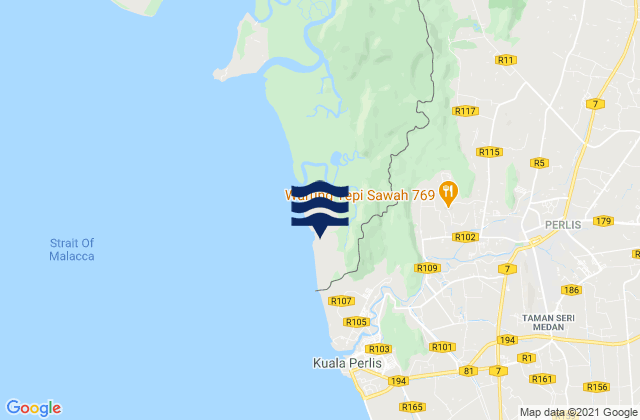Mapa de mareas Kangar, Malaysia