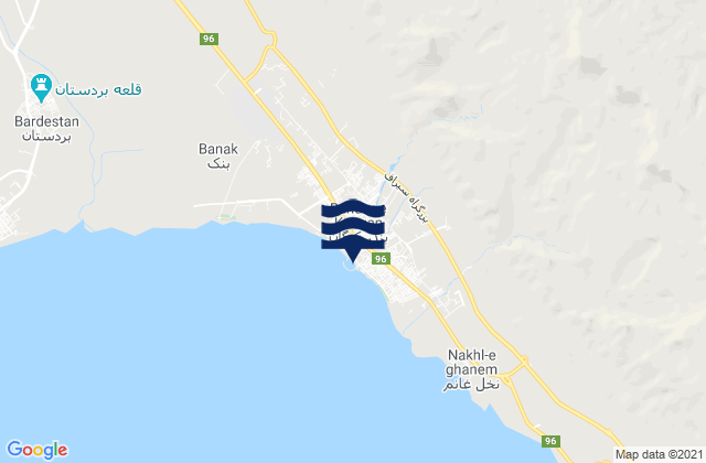 Mapa de mareas Kangān, Iran