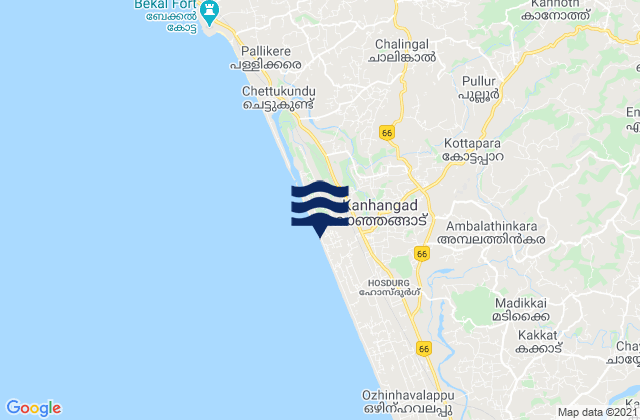 Mapa de mareas Kanhangad, India