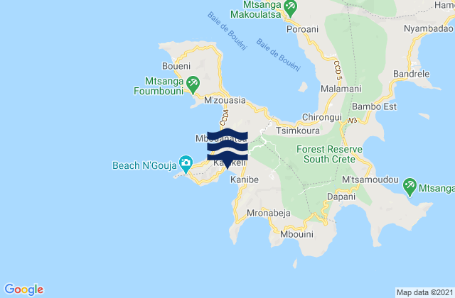 Mapa de mareas Kani-Kéli, Mayotte