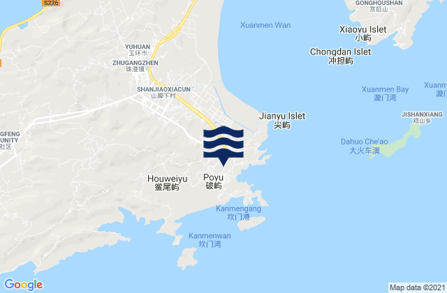 Mapa de mareas Kanmen, China
