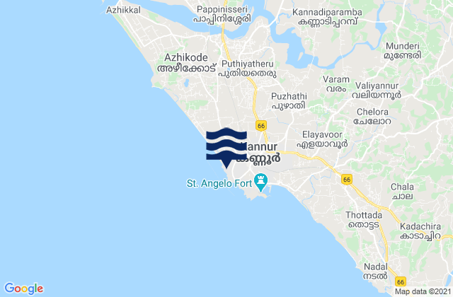 Mapa de mareas Kannur, India