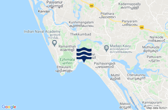 Mapa de mareas Kannur, India