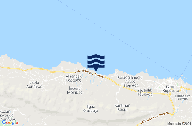 Mapa de mareas Karavás, Cyprus