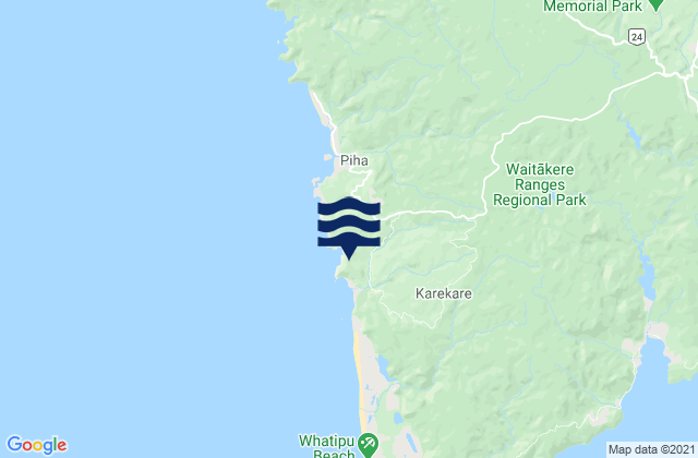 Mapa de mareas Karekare Beach Auckland, New Zealand