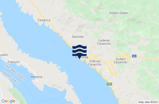 Mapa de mareas Karlobag, Croatia