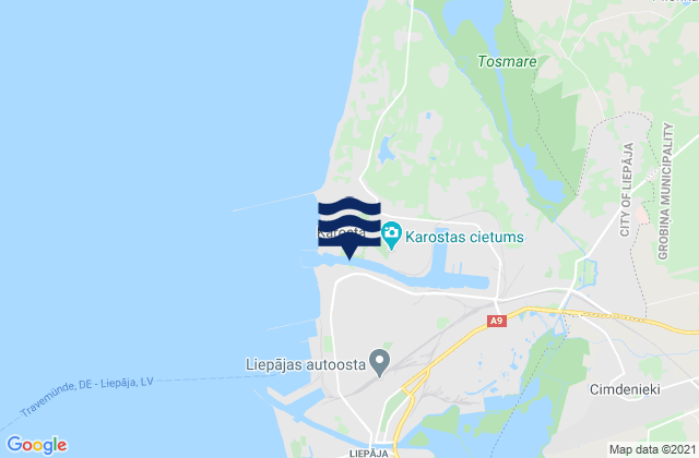 Mapa de mareas Karosta, Latvia