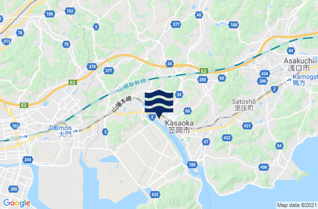 Mapa de mareas Kasaoka Shi, Japan