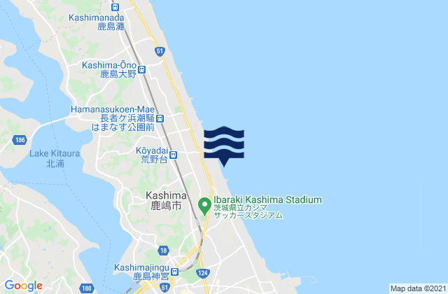 Mapa de mareas Kashima-shi, Japan