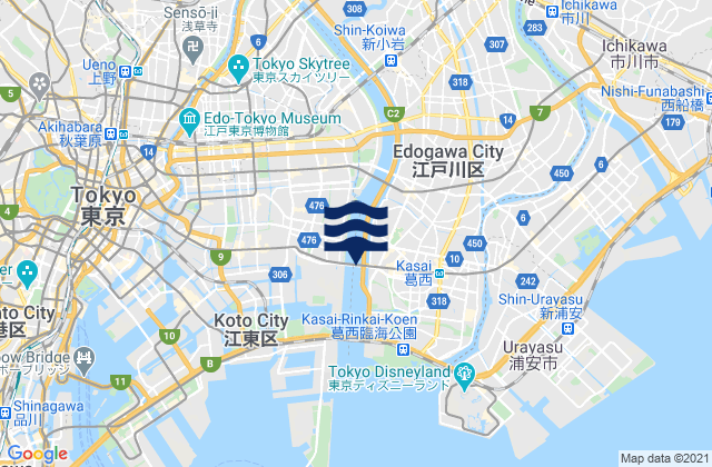 Mapa de mareas Katsushika Ku, Japan