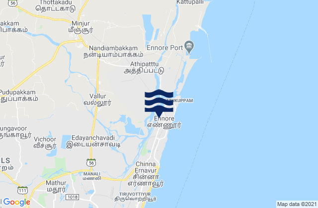 Mapa de mareas Kattivākkam, India