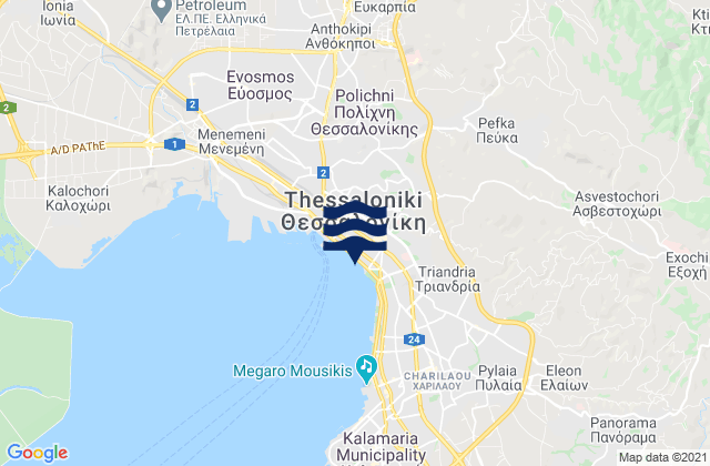 Mapa de mareas Kavallári, Greece