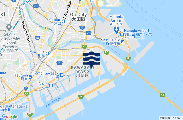 Mapa de mareas Kawasaki (Siohama Unga), Japan