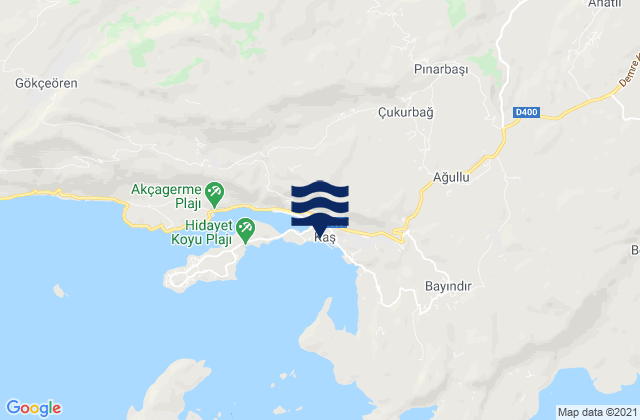 Mapa de mareas Kaş, Turkey