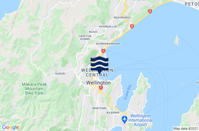Mapa de mareas Kelburn, New Zealand