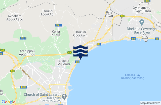 Mapa de mareas Kelliá, Cyprus