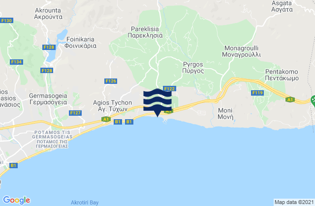 Mapa de mareas Kelláki, Cyprus