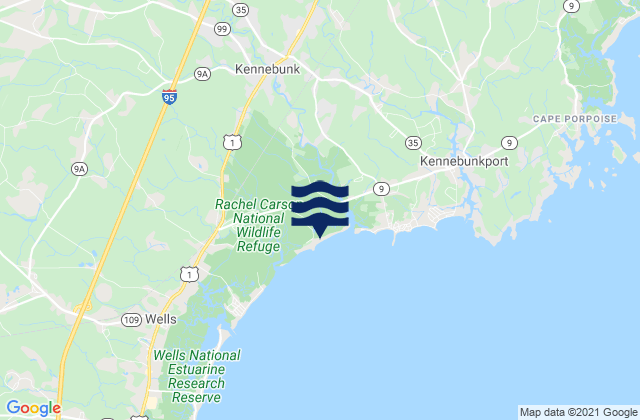 Mapa de mareas Kennebunk, United States