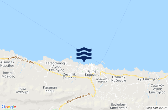 Mapa de mareas Kerýneia, Cyprus