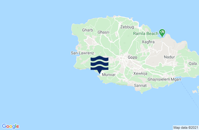 Mapa de mareas Kerċem, Malta
