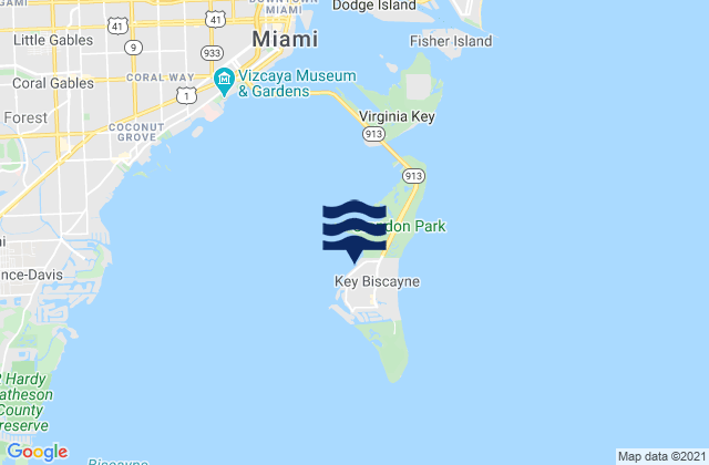Mapa de mareas Key Biscayne (Biscayne Bay), United States