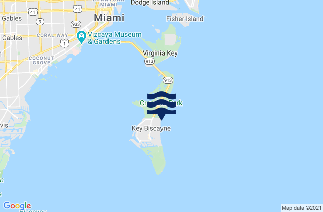 Mapa de mareas Key Biscayne, United States