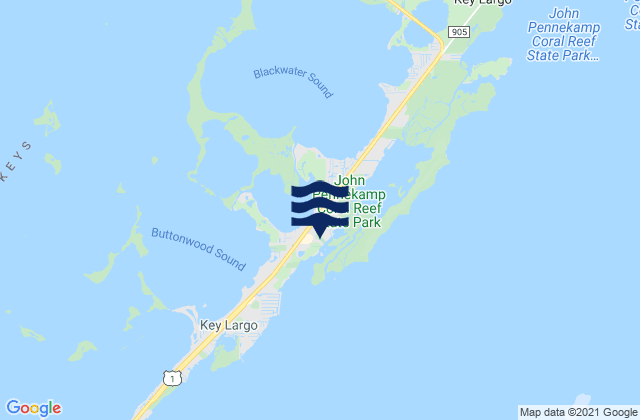 Mapa de mareas Key Largo (South Sound Key Largo), United States
