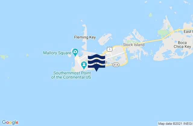 Mapa de mareas Key West South Side White Street Pier, United States