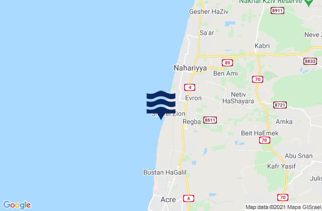 Mapa de mareas Kfar Yasif, Israel