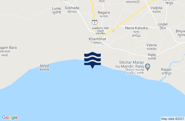 Mapa de mareas Khambhāt, India