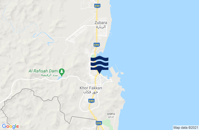 Mapa de mareas Khawr Fakkān, United Arab Emirates