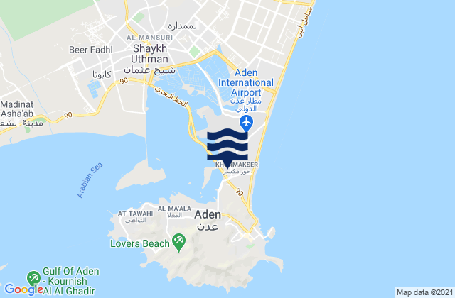 Mapa de mareas Khawr Maksar, Yemen