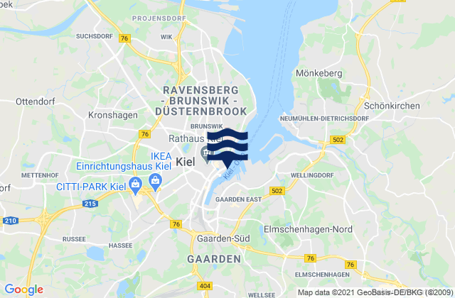 Mapa de mareas Kiel Port, Germany