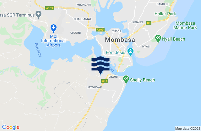 Mapa de mareas Kilindini Harbour, Tanzania