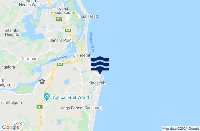 Mapa de mareas Kingscliff, Australia