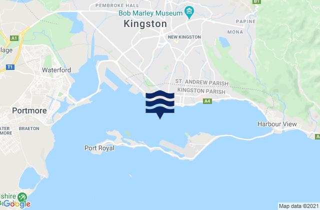 Mapa de mareas Kingston Harbour, Jamaica