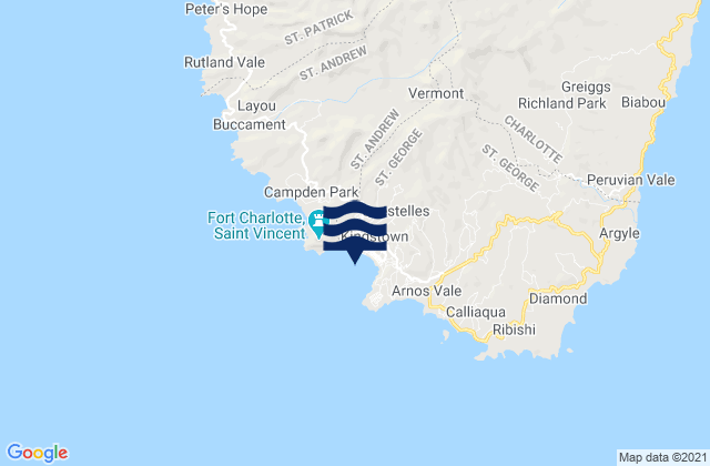 Mapa de mareas Kingstown, Martinique