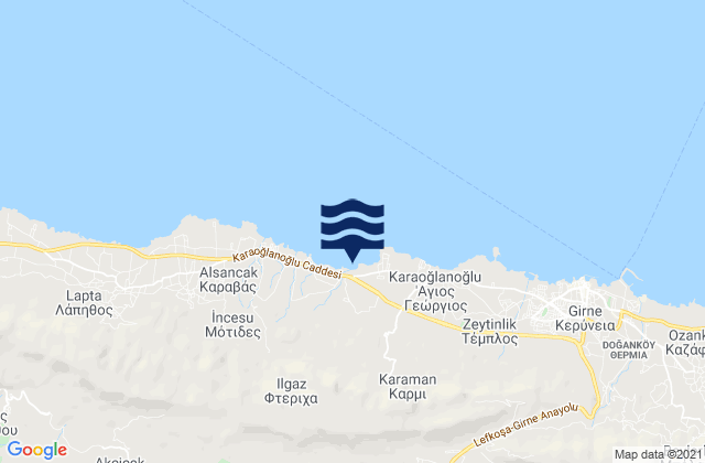 Mapa de mareas Kiomourtzoú, Cyprus