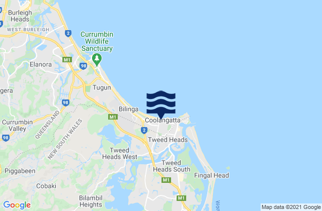Mapa de mareas Kirra Beach, Australia