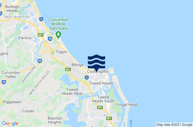 Mapa de mareas Kirra, Australia