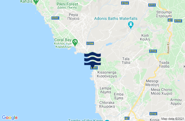 Mapa de mareas Kissónerga, Cyprus