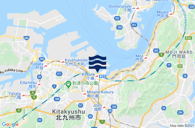 Mapa de mareas Kitakyushu, Japan