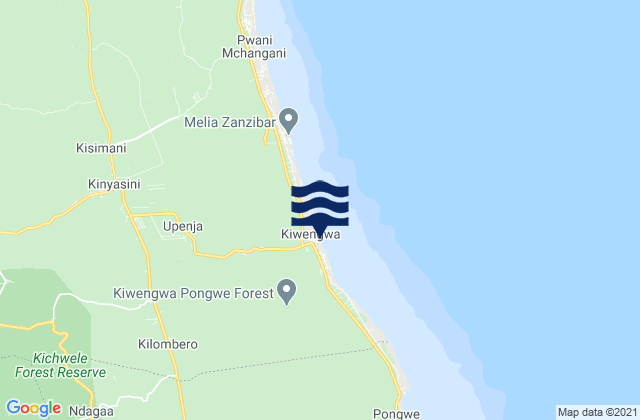 Mapa de mareas Kiwengwa Beach, Tanzania
