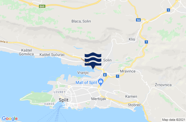 Mapa de mareas Klis, Croatia