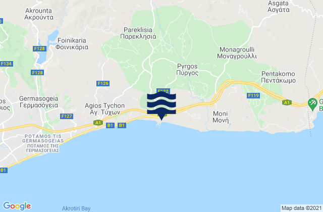 Mapa de mareas Klonári, Cyprus