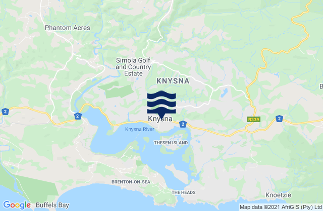 Mapa de mareas Knysna, South Africa
